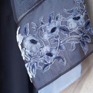 Sheer Robe / Kimono with Burnout Velvet Accents